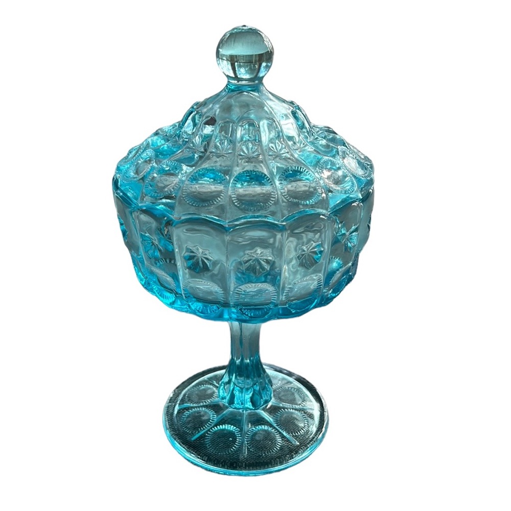 Vintage blue covered candy dish